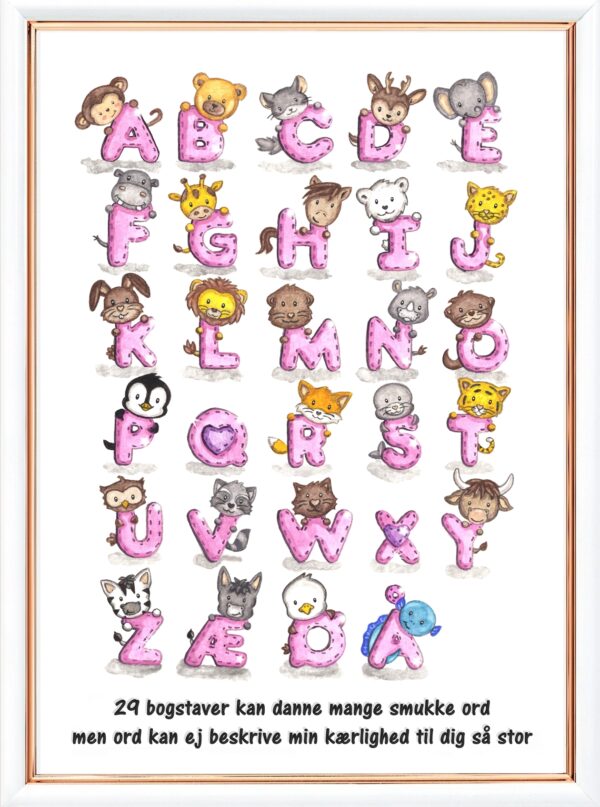 Boerneplakat alfabet pige